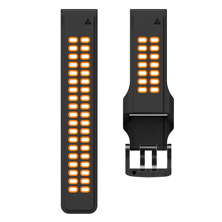 For Garmin QuickFit 26mm Kalebol Tow Row Holes Silicone Watch Band(Black Orange) - free shipping - PMc TechLife - Order now!