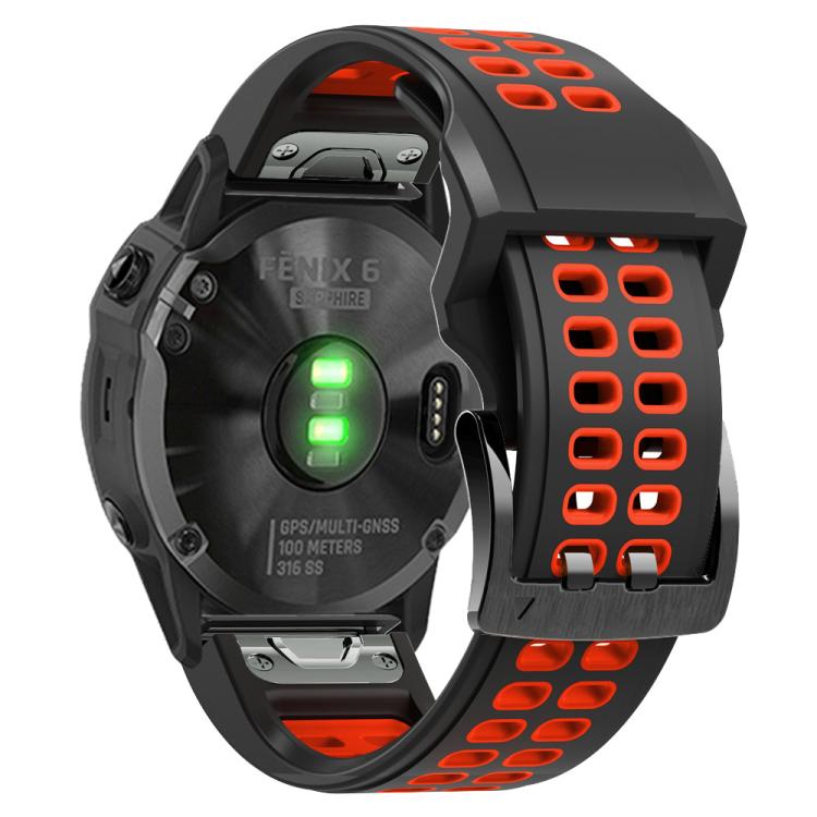 For Garmin QuickFit 26mm Kalebol Tow Row Holes Silicone Watch Band(Black Red) - free shipping - PMc TechLife - Order now!