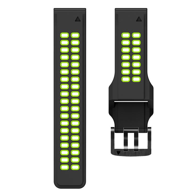 For Garmin QuickFit 26mm Kalebol Tow Row Holes Silicone Watch Band(Black Green) - free shipping - PMc TechLife - Order now!