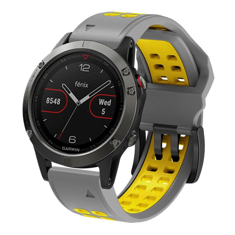 For Garmin QuickFit 26mm Kalebol Tow Row Holes Silicone Watch Band(Grey Yellow) - free shipping - PMc TechLife - Order now!