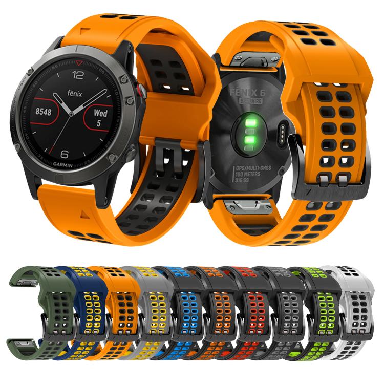 For Garmin QuickFit 26mm Kalebol Tow Row Holes Silicone Watch Band(Black Red) - free shipping - PMc TechLife - Order now!