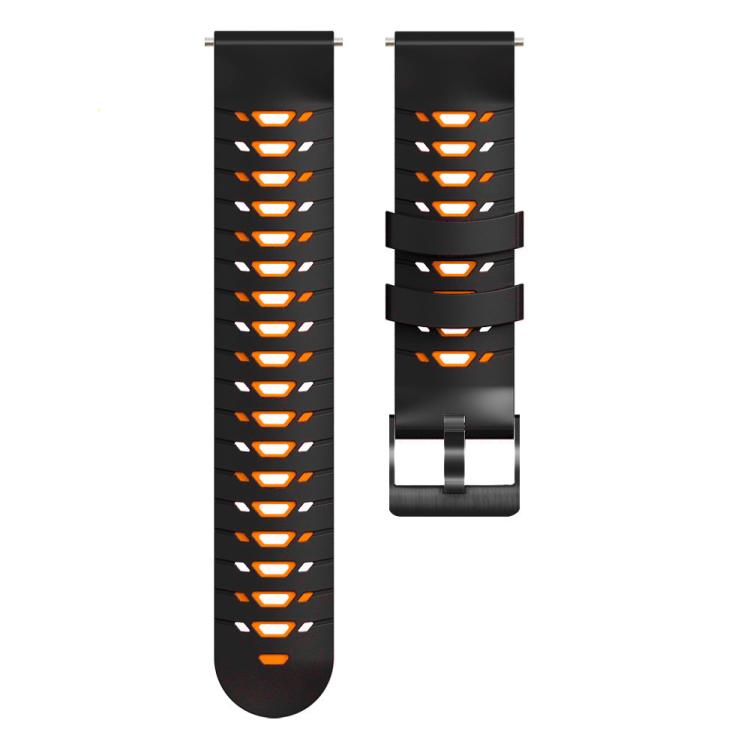 Kalebol 20mm Universal Three Row Holes Silicone Watch Band(Black Orange) - free shipping - PMc TechLife - Order now!
