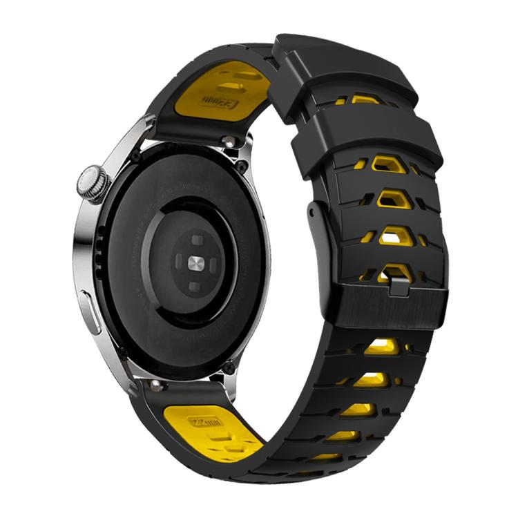 Kalebol 20mm Universal Three Row Holes Silicone Watch Band(Black Yellow) - 20mm Bands by Kalebol | Online Shopping South Africa | PMc TechLife | Buy Now Pay Later Mobicred