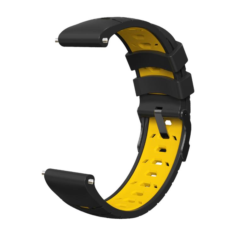 Kalebol 20mm Universal Three Row Holes Silicone Watch Band(Black Yellow) - 20mm Bands by Kalebol | Online Shopping South Africa | PMc TechLife | Buy Now Pay Later Mobicred