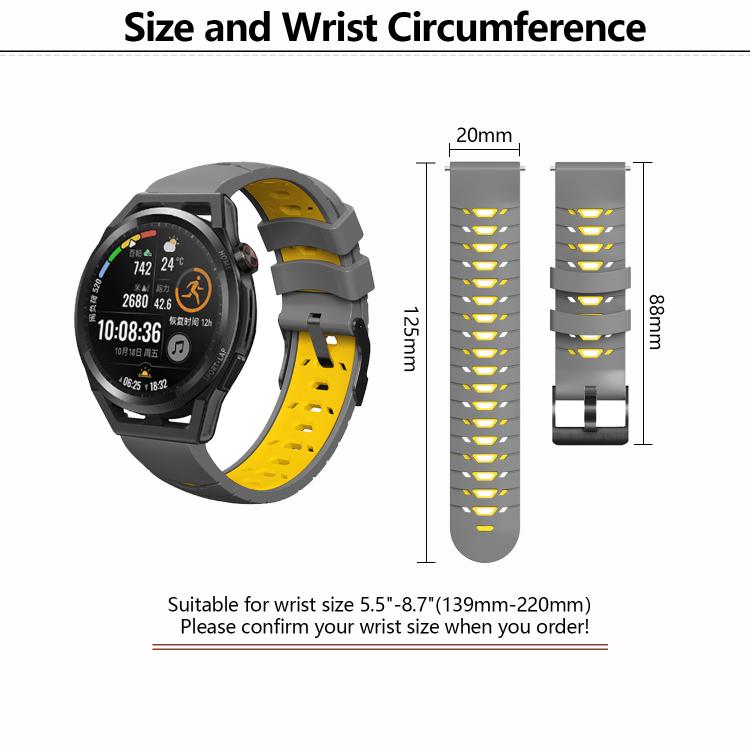 Kalebol 20mm Universal Three Row Holes Silicone Watch Band(Black Grey) - free shipping - PMc TechLife - Order now!