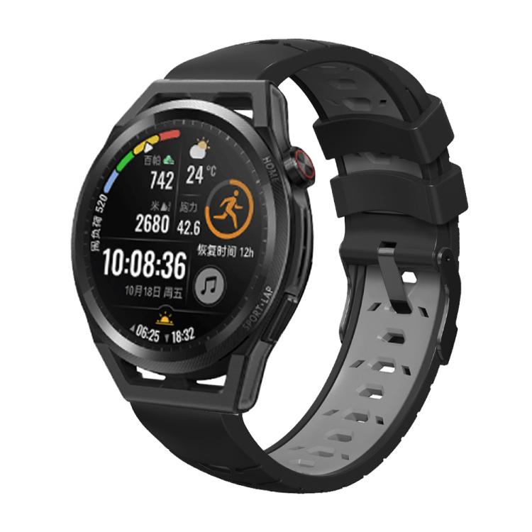 Kalebol 22mm Universal Three Row Holes Silicone Watch Band(Black Grey) - 22mm Bands by Kalebol | Online Shopping South Africa | PMc TechLife | Buy Now Pay Later Mobicred