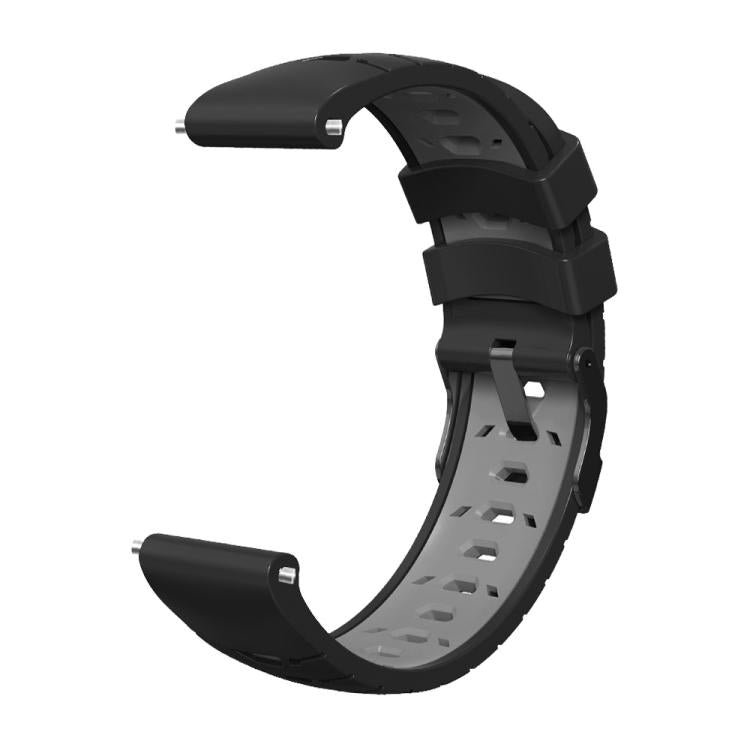 Kalebol 22mm Universal Three Row Holes Silicone Watch Band(Black Grey) - 22mm Bands by Kalebol | Online Shopping South Africa | PMc TechLife | Buy Now Pay Later Mobicred