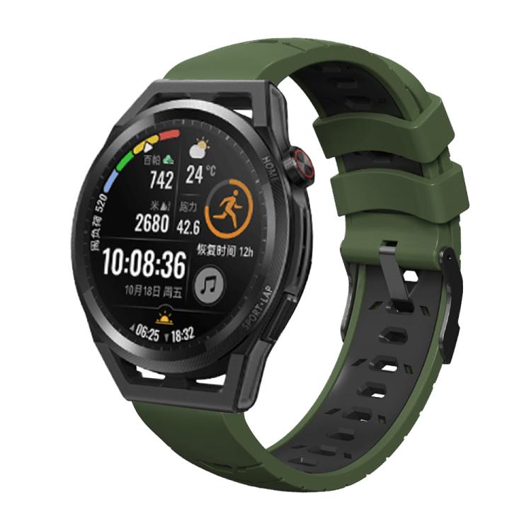 Kalebol 22mm Universal Three Row Holes Silicone Watch Band(Green Black) - 22mm Bands by Kalebol | Online Shopping South Africa | PMc TechLife | Buy Now Pay Later Mobicred