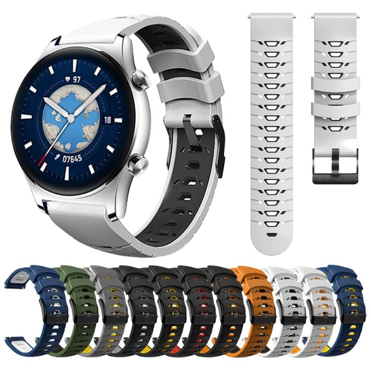 Kalebol 22mm Universal Three Row Holes Silicone Watch Band(White Black) - free shipping - PMc TechLife - Order now!