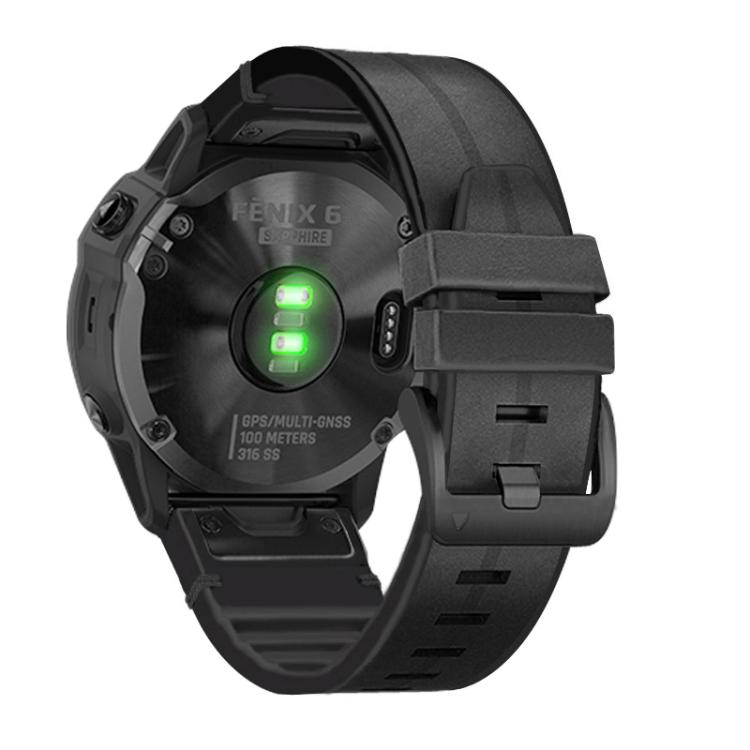 For Garmin QuickFit 22mm Kalebol Quick Release Silicone Leather Watch Band(Black) - free shipping - PMc TechLife - Order now!
