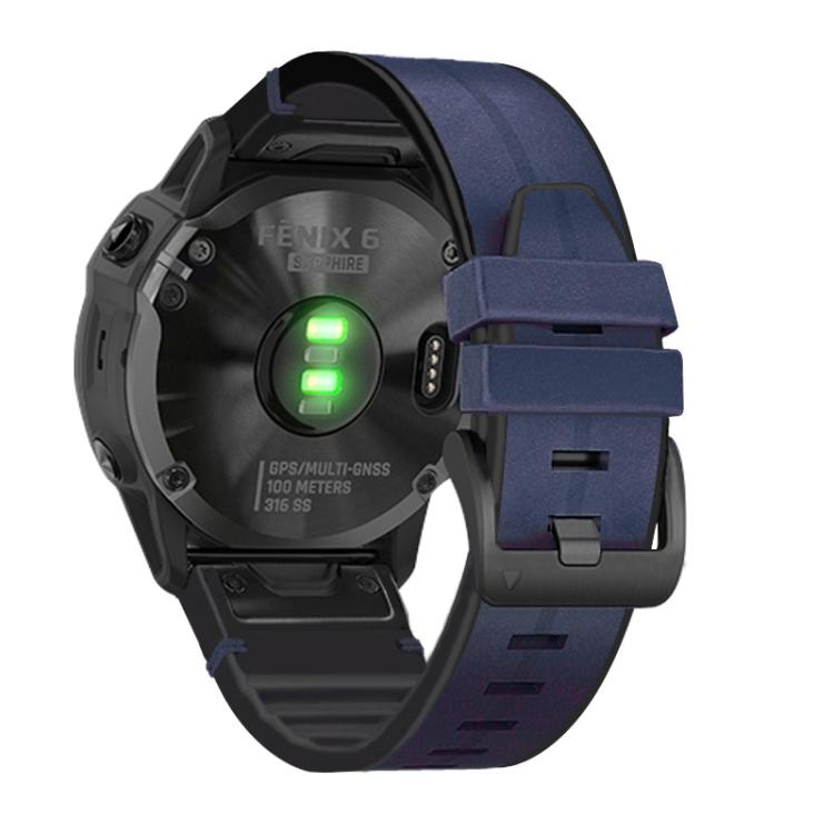 For Garmin QuickFit 26mm Kalebol Quick Release Silicone Leather Watch Band(Dark Blue) - free shipping - PMc TechLife - Order now!