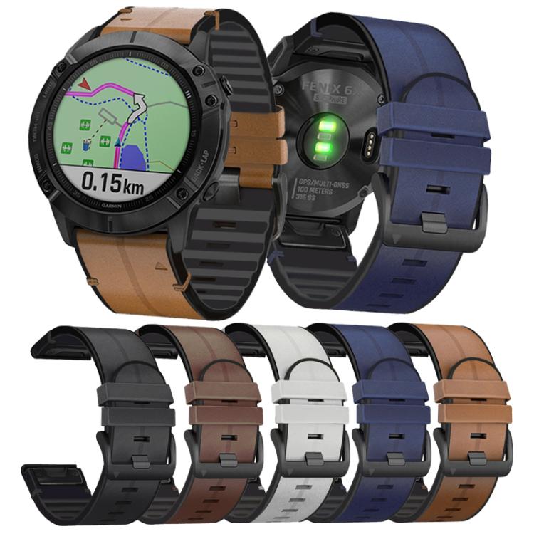 For Garmin QuickFit 26mm Kalebol Quick Release Silicone Leather Watch Band(Brown) - free shipping - PMc TechLife - Order now!