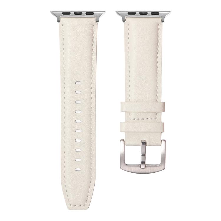 For Apple Watch 46mm / 49mm / 45mm / 44mm Kalebol Plain Genuine Leather Watch Band(White) - free shipping - PMc TechLife - Order now!