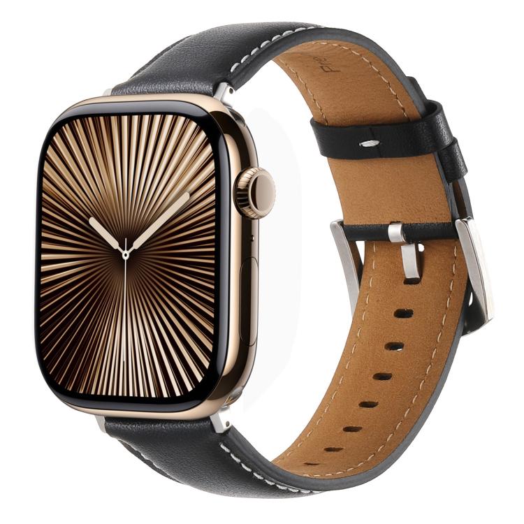 For Apple Watch 42mm / 41mm / 40mm / 38mm Kalebol Plain Genuine Leather Watch Band(Black) - free shipping - PMc TechLife - Order now!