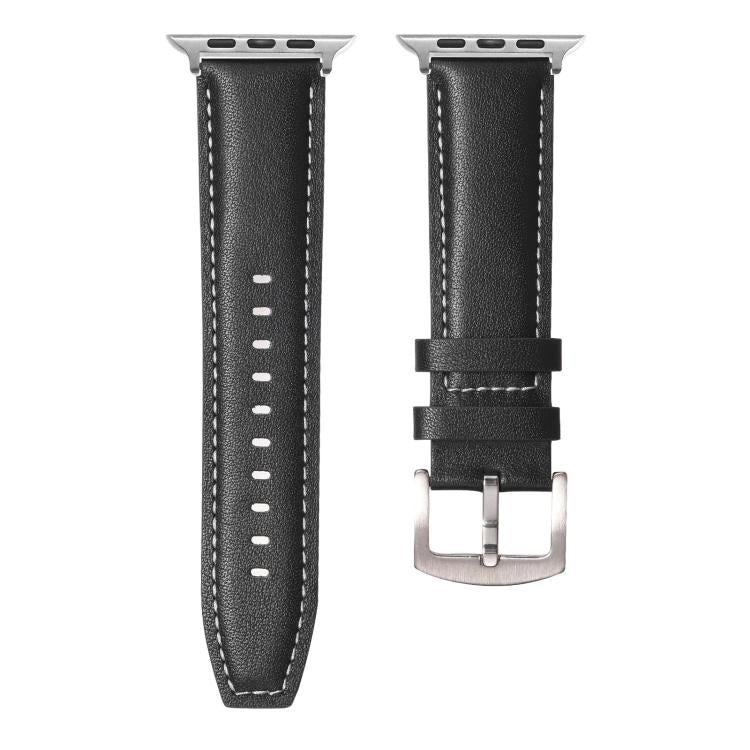 For Apple Watch 42mm / 41mm / 40mm / 38mm Kalebol Plain Genuine Leather Watch Band(Black) - free shipping - PMc TechLife - Order now!