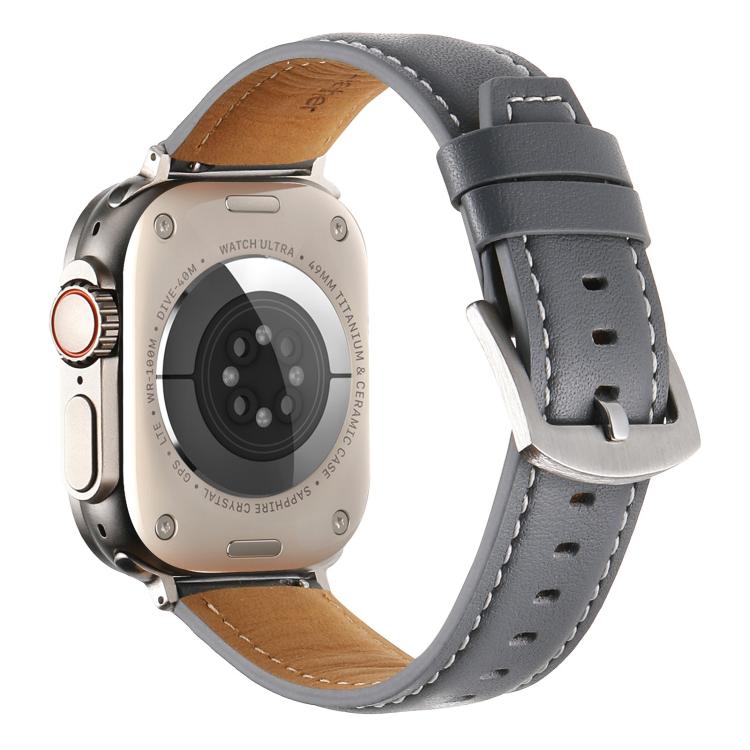 For Apple Watch 42mm / 41mm / 40mm / 38mm Kalebol Plain Genuine Leather Watch Band(Grey) - free shipping - PMc TechLife - Order now!