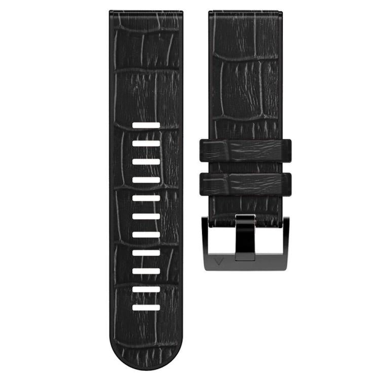 For Garmin QuickFit 22mm Kalebol Crocodile Texture Silicone Leather Watch Band(Black) - Watch Bands by Kalebol | Online Shopping South Africa | PMc TechLife | Buy Now Pay Later Mobicred