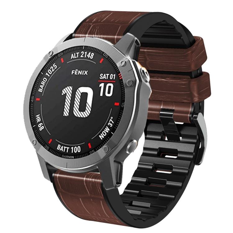 For Garmin QuickFit 22mm Kalebol Crocodile Texture Silicone Leather Watch Band(Coffee) - free shipping - PMc TechLife - Order now!