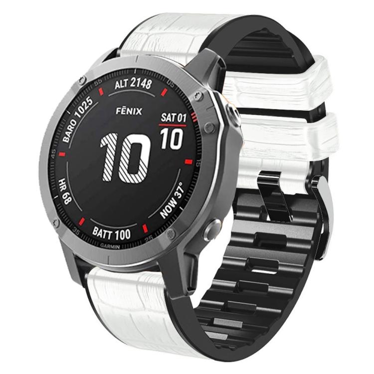 For Garmin QuickFit 22mm Kalebol Crocodile Texture Silicone Leather Watch Band(White) - free shipping - PMc TechLife - Order now!