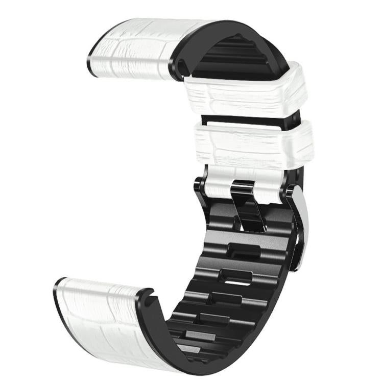 For Garmin QuickFit 22mm Kalebol Crocodile Texture Silicone Leather Watch Band(White) - free shipping - PMc TechLife - Order now!
