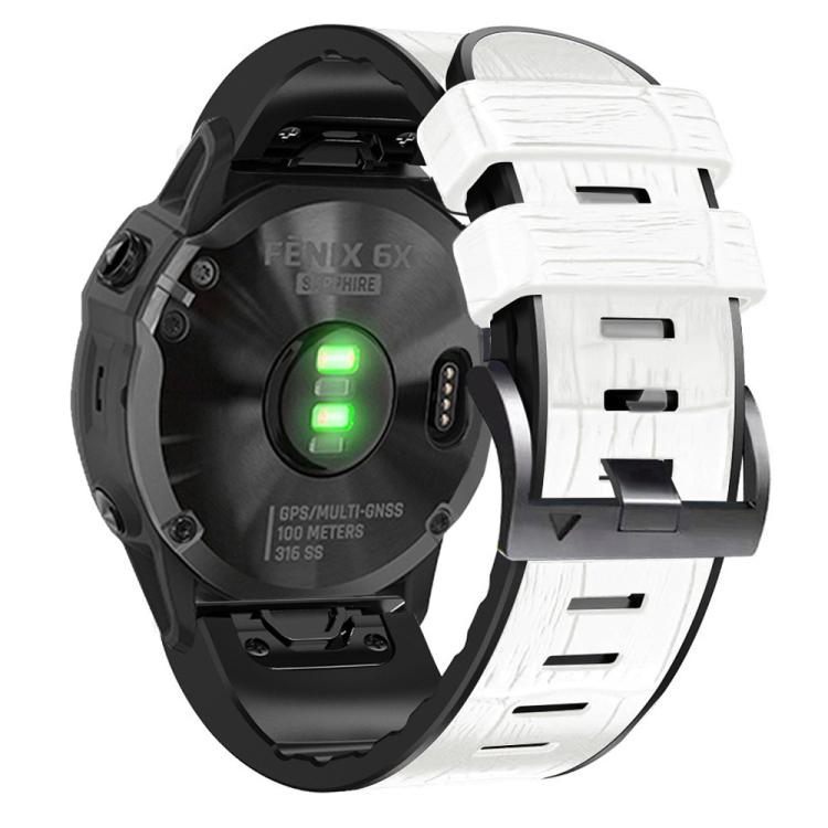 For Garmin QuickFit 22mm Kalebol Crocodile Texture Silicone Leather Watch Band(White) - free shipping - PMc TechLife - Order now!