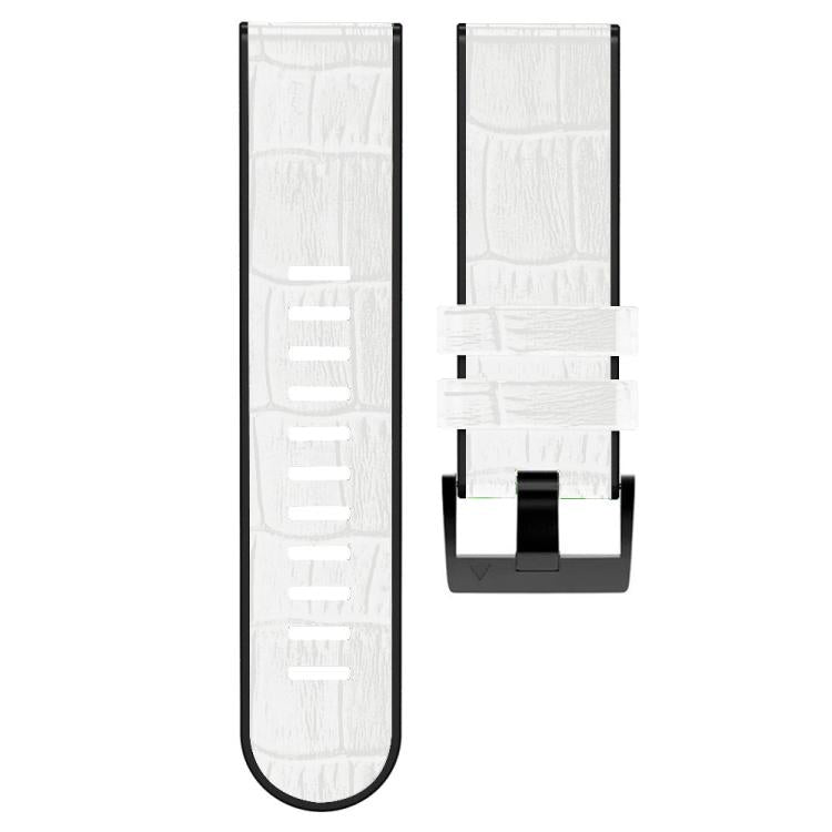 For Garmin QuickFit 22mm Kalebol Crocodile Texture Silicone Leather Watch Band(White) - free shipping - PMc TechLife - Order now!