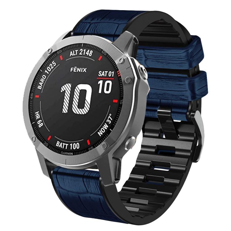 For Garmin QuickFit 22mm Kalebol Crocodile Texture Silicone Leather Watch Band(Dark Blue) - free shipping - PMc TechLife - Order now!