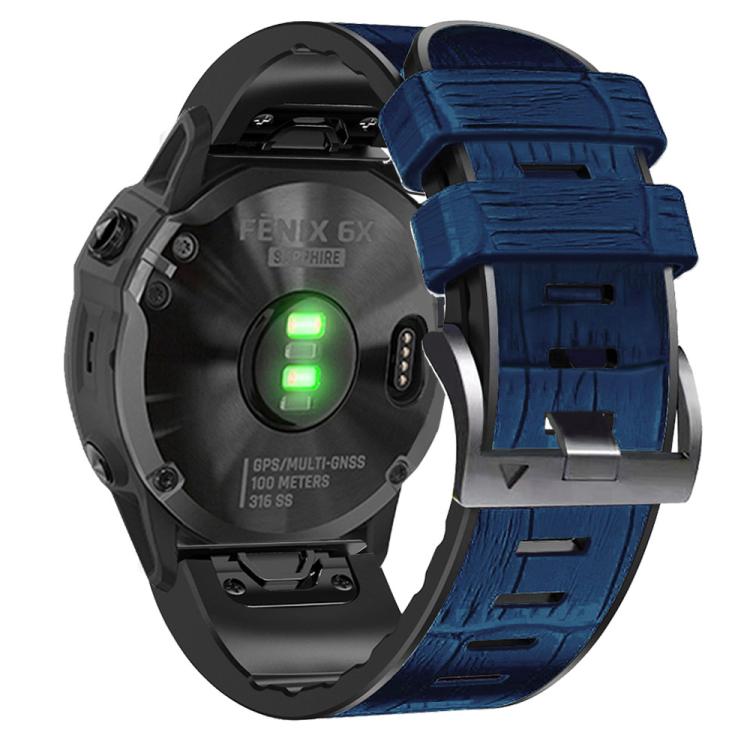 For Garmin QuickFit 22mm Kalebol Crocodile Texture Silicone Leather Watch Band(Dark Blue) - free shipping - PMc TechLife - Order now!