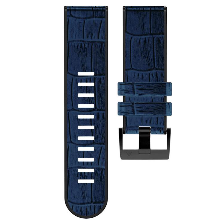 For Garmin QuickFit 22mm Kalebol Crocodile Texture Silicone Leather Watch Band(Dark Blue) - free shipping - PMc TechLife - Order now!