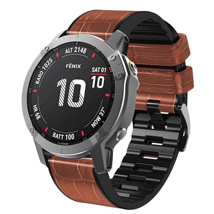 For Garmin QuickFit 22mm Kalebol Crocodile Texture Silicone Leather Watch Band(Brown) - free shipping - PMc TechLife - Order now!