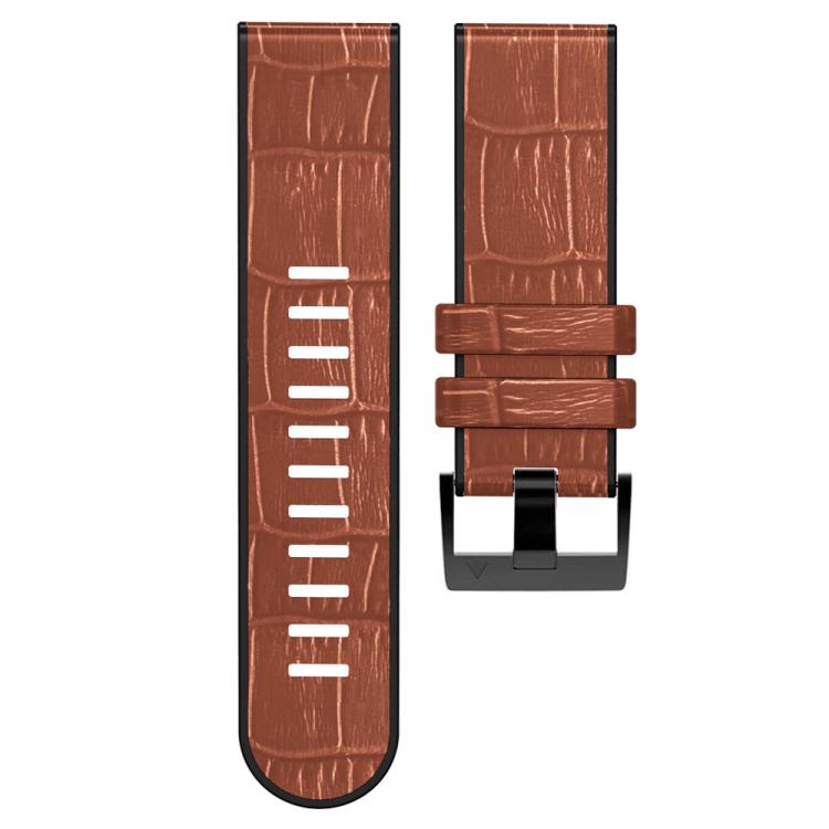 For Garmin QuickFit 22mm Kalebol Crocodile Texture Silicone Leather Watch Band(Brown) - free shipping - PMc TechLife - Order now!