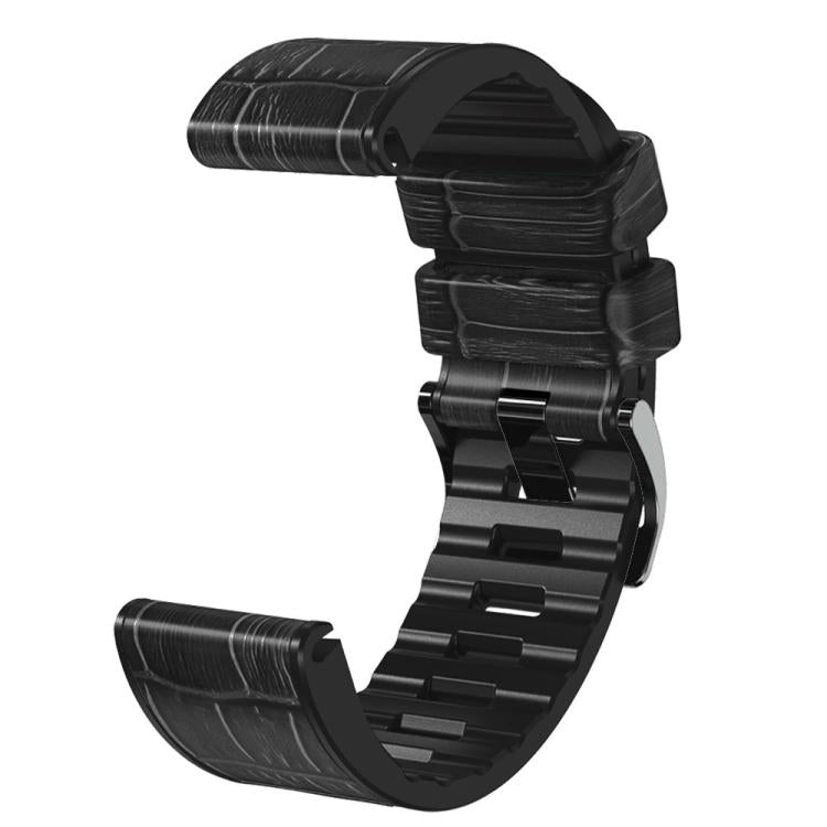 For Garmin QuickFit 26mm Kalebol Crocodile Texture Silicone Leather Watch Band(Black) - free shipping - PMc TechLife - Order now!