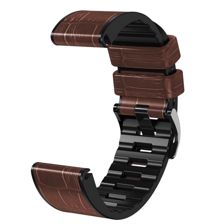 For Garmin QuickFit 26mm Kalebol Crocodile Texture Silicone Leather Watch Band(Coffee) - free shipping - PMc TechLife - Order now!