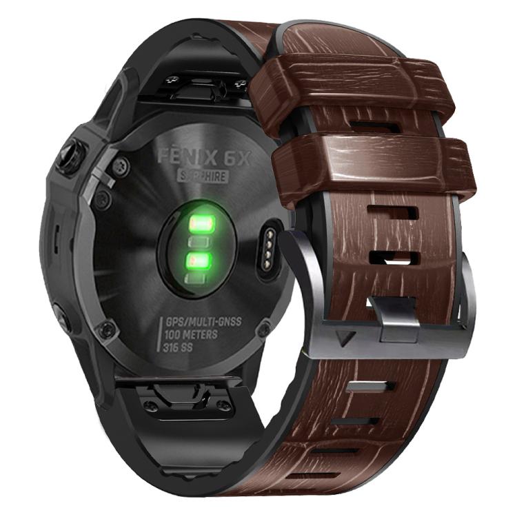 For Garmin QuickFit 26mm Kalebol Crocodile Texture Silicone Leather Watch Band(Coffee) - free shipping - PMc TechLife - Order now!