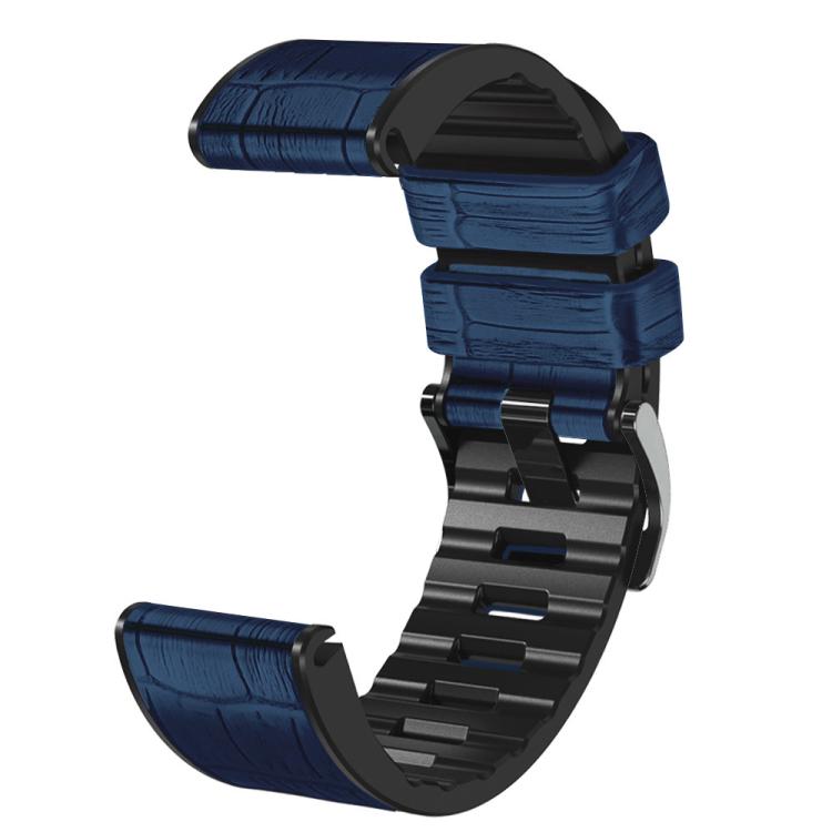 For Garmin QuickFit 26mm Kalebol Crocodile Texture Silicone Leather Watch Band(Dark Blue) - free shipping - PMc TechLife - Order now!