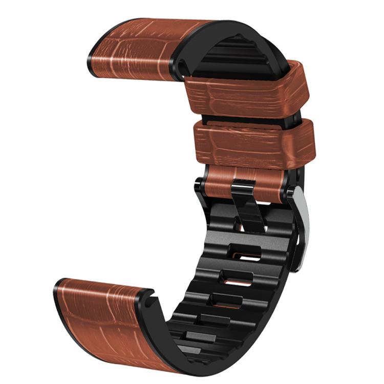 For Garmin QuickFit 26mm Kalebol Crocodile Texture Silicone Leather Watch Band(Brown) - free shipping - PMc TechLife - Order now!