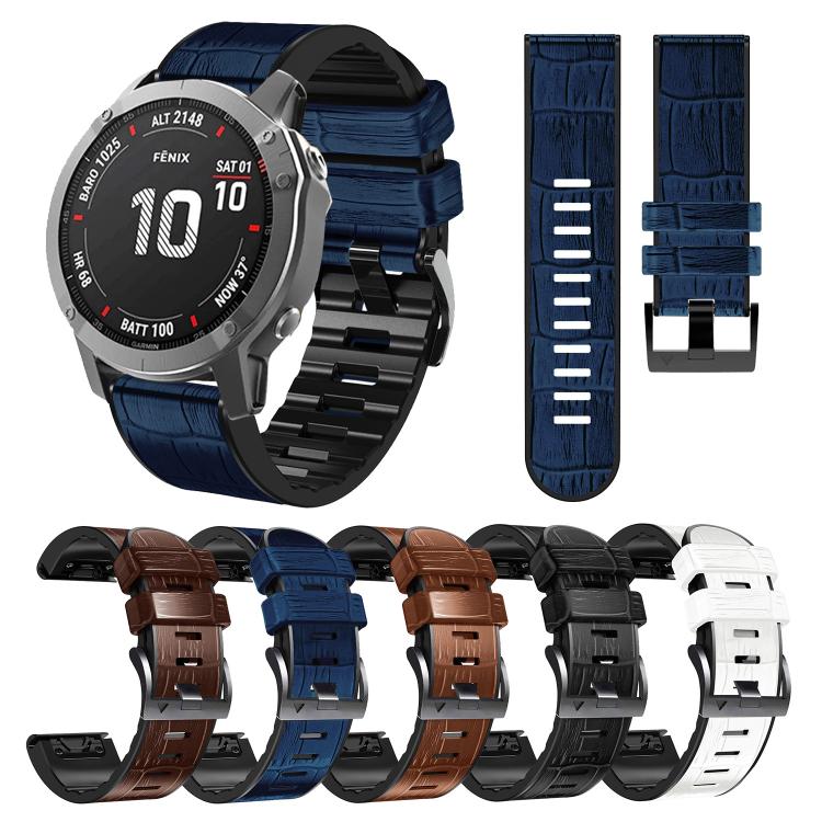 For Garmin QuickFit 26mm Kalebol Crocodile Texture Silicone Leather Watch Band(White) - free shipping - PMc TechLife - Order now!