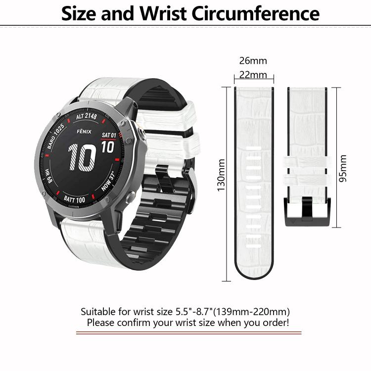 For Garmin QuickFit 22mm Kalebol Crocodile Texture Silicone Leather Watch Band(Brown) - free shipping - PMc TechLife - Order now!