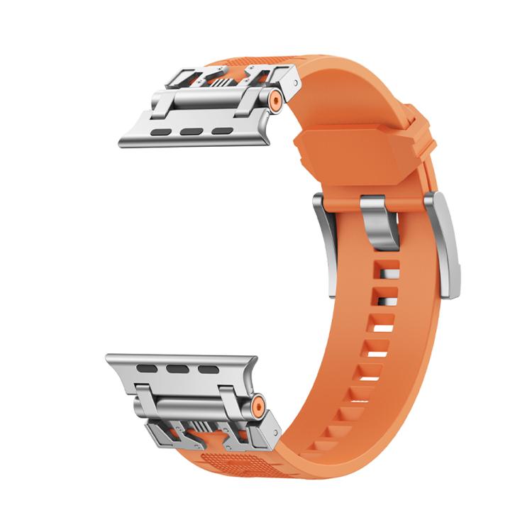 For Apple Watch 46mm / 49mm / 45mm / 44mm Kalebol Armor TPU Watch Band(Silver Orange) - free shipping - PMc TechLife - Order now!