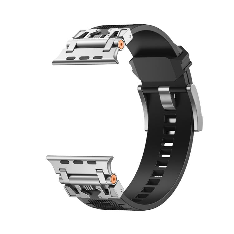 For Apple Watch 46mm / 49mm / 45mm / 44mm Kalebol Armor TPU Watch Band(Silver Black) - free shipping - PMc TechLife - Order now!