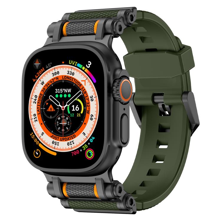 For Apple Watch 46mm / 49mm / 45mm / 44mm Armor Gear Silicone Watch Band(Black Green) - free shipping - PMc TechLife - Order now!