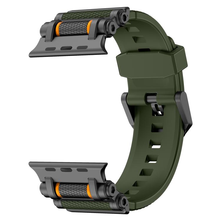 For Apple Watch 46mm / 49mm / 45mm / 44mm Armor Gear Silicone Watch Band(Black Green) - free shipping - PMc TechLife - Order now!