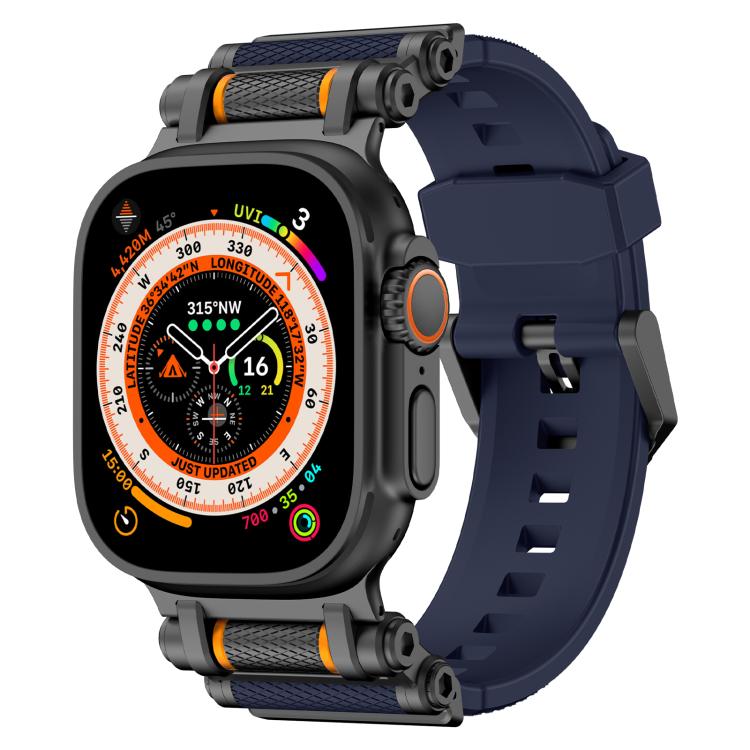 For Apple Watch 46mm / 49mm / 45mm / 44mm Armor Gear Silicone Watch Band(Black Blue) - free shipping - PMc TechLife - Order now!