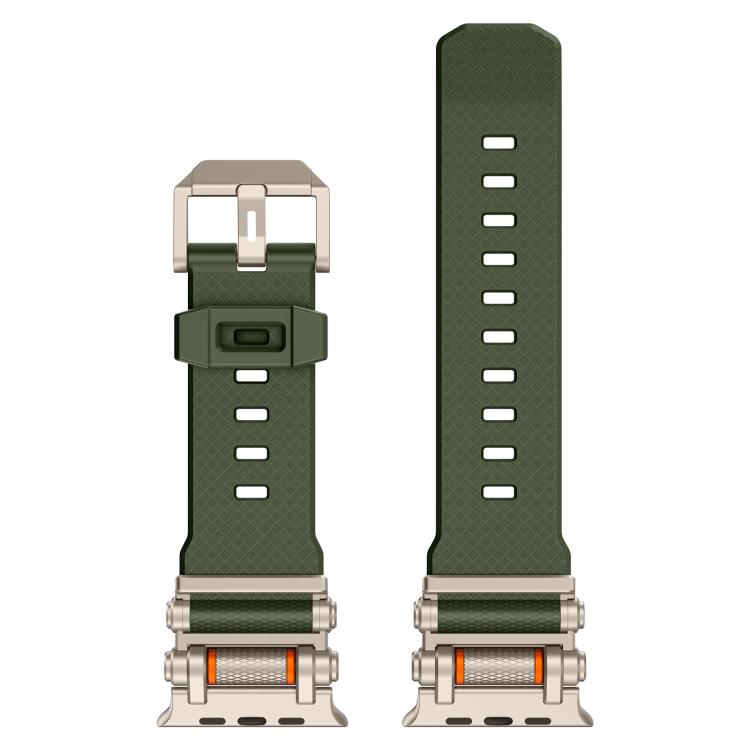 For Apple Watch 46mm / 49mm / 45mm / 44mm Armor Gear Silicone Watch Band(Titanium Green) - free shipping - PMc TechLife - Order now!