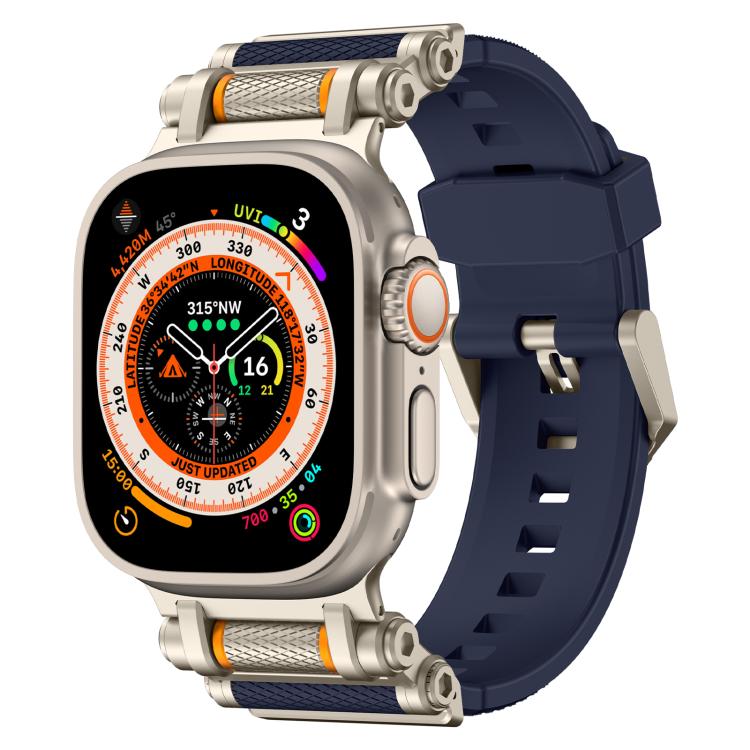 For Apple Watch 46mm / 49mm / 45mm / 44mm Armor Gear Silicone Watch Band(Titanium Blue) - free shipping - PMc TechLife - Order now!