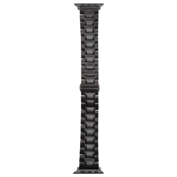 For Apple Watch 46mm / 49mm / 45mm / 44mm Butterfly Buckle New Five Beads Stainless Steel Watch Band(Black) - Watch Bands by PMc TechLife | Online Shopping South Africa | PMc TechLife | Buy Now Pay Later Mobicred