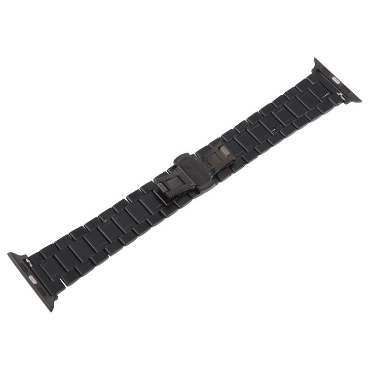 For Apple Watch 46mm / 49mm / 45mm / 44mm Butterfly Buckle New Five Beads Stainless Steel Watch Band(Black Gold) - free shipping - PMc TechLife - Order now!