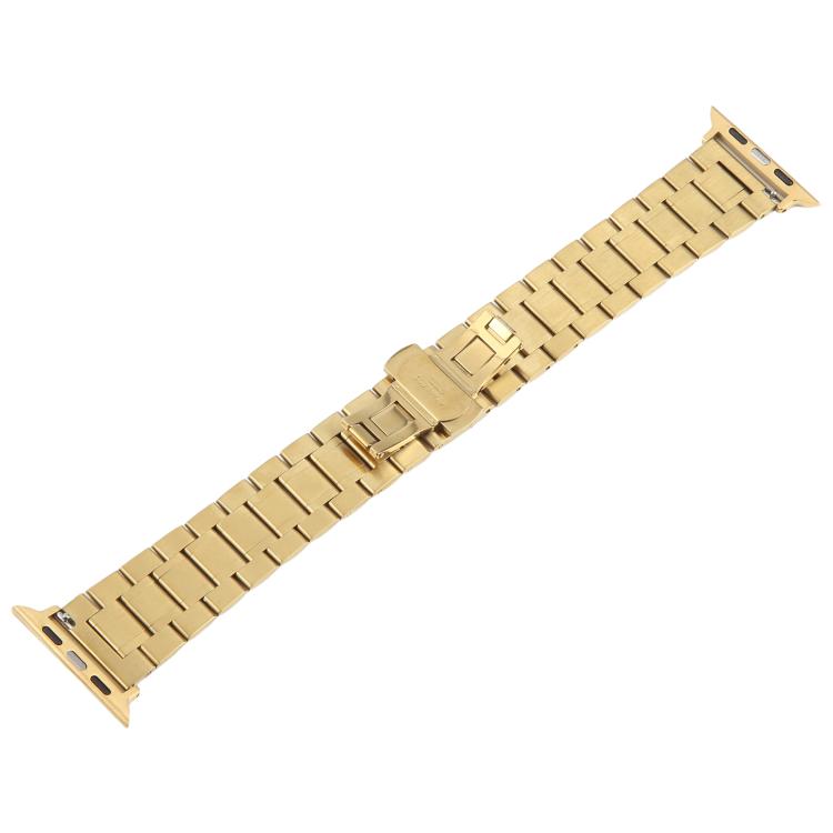 For Apple Watch 46mm / 49mm / 45mm / 44mm Butterfly Buckle New Five Beads Stainless Steel Watch Band(Gold) - free shipping - PMc TechLife - Order now!