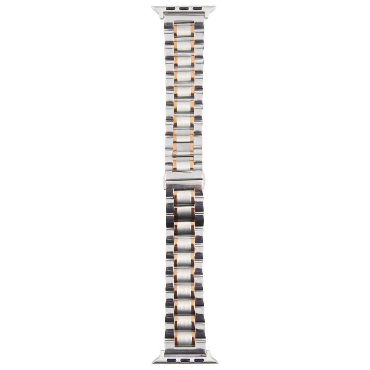 For Apple Watch 46mm / 49mm / 45mm / 44mm Butterfly Buckle New Five Beads Stainless Steel Watch Band(Silver Rose Gold) - free shipping - PMc TechLife - Order now!