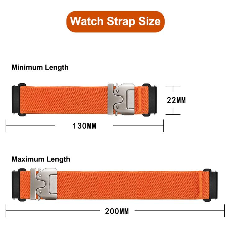 22mm Parachute Buckle Elastic Nylon Watch Band(Orange) - 22mm Bands by PMc TechLife | Online Shopping South Africa | PMc TechLife | Buy Now Pay Later Mobicred